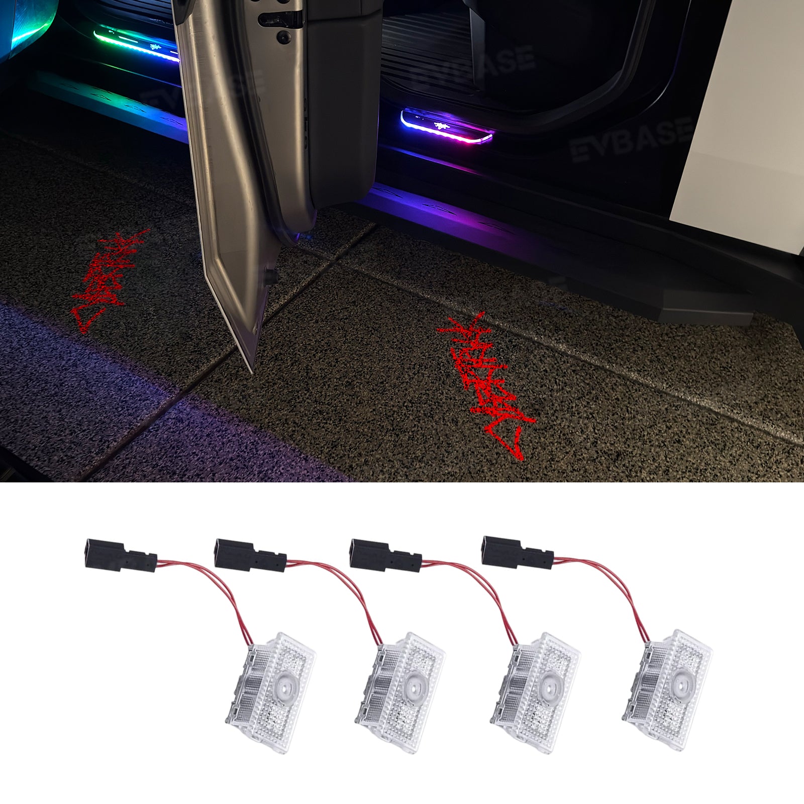 Cybertruck Projection Lights LED Puddle Lights 64-Color RGB Welcome Lights with Factory Screen Control