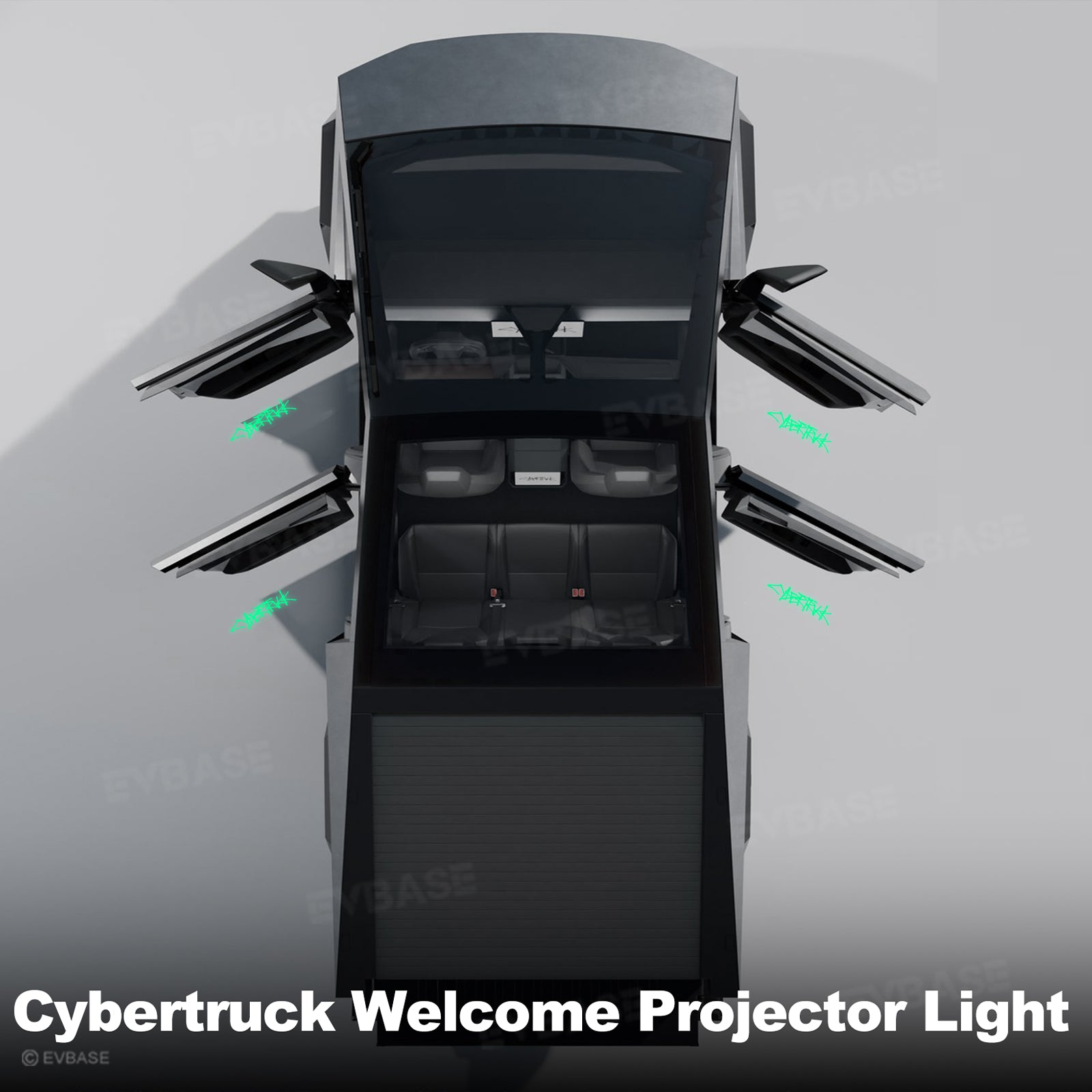Cybertruck Projection Lights LED Puddle Lights 64-Color RGB Welcome Lights with Factory Screen Control