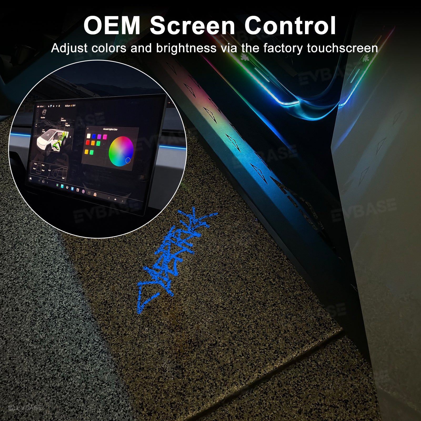 Cybertruck Projection Lights LED Puddle Lights 64-Color RGB Welcome Lights with Factory Screen Control