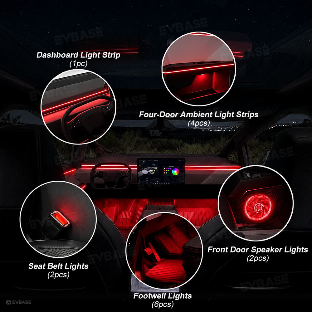 Cybertruck Interior Ambient Lighting Kit RGB Streamer Lights LED Inter ...