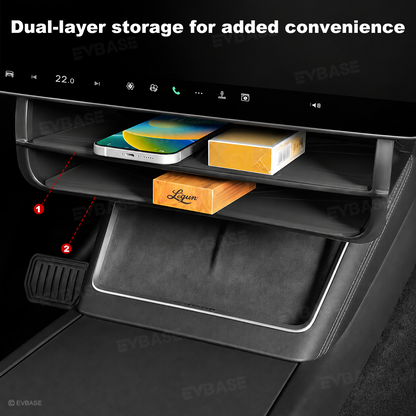 Model Y Juniper/ 3 Highland Under Screen Storage Organizer Dual-Layer Tray with Smart LED Light