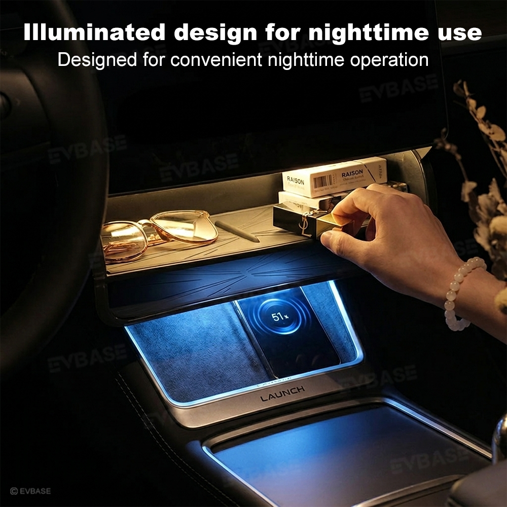 Model Y Juniper/ 3 Highland Under Screen Storage Organizer Dual-Layer Tray with Smart LED Light