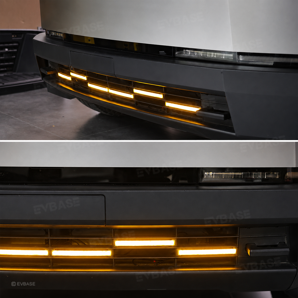 Cybertruck Front Bumper Insert RGB LED Off-Road Light Bar Auxiliary Lighting Upgrade 2.0 with Factory Screen Control