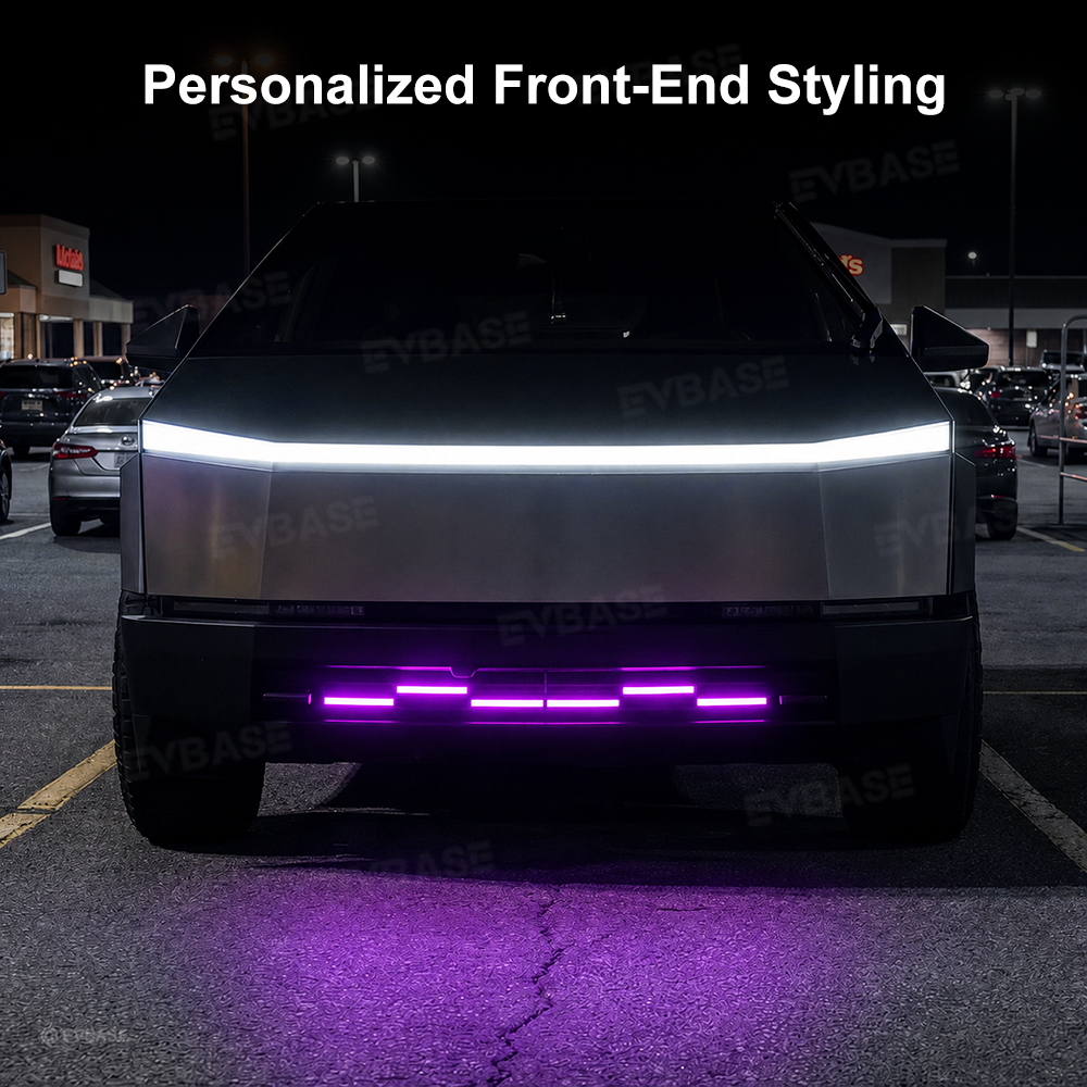Cybertruck Front Bumper Insert RGB LED Off-Road Light Bar Auxiliary Lighting Upgrade 2.0 with Factory Screen Control