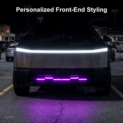 Cybertruck Front Bumper Insert RGB LED Off-Road Light Bar Auxiliary Lighting Upgrade 2.0 with Factory Screen Control