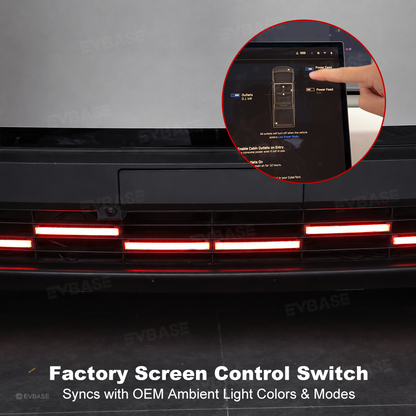 Cybertruck Front Bumper Insert RGB LED Off-Road Light Bar Auxiliary Lighting Upgrade 2.0 with Factory Screen Control