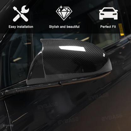 GT Style Side View Mirror Cap for Tesla Model S/X Real Carbon Fiber Rearview Mirror Cover Trim Protective Overlays (1 Pair)