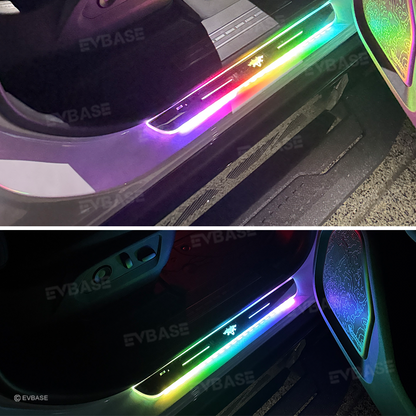 Illuminated Door Sill Plates RGB LED Door Sill Protectors Trim Covers for Hummer EV