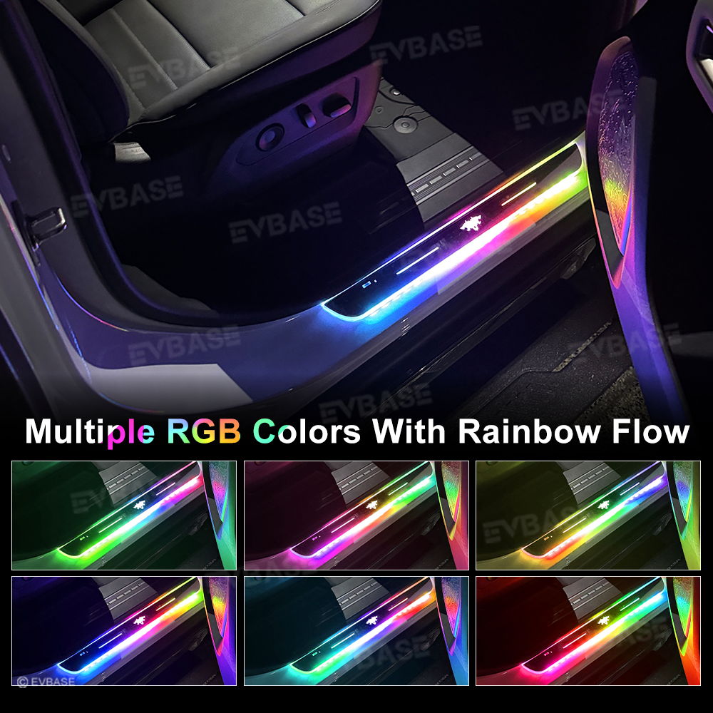 Illuminated Door Sill Plates RGB LED Door Sill Protectors Trim Covers for Hummer EV