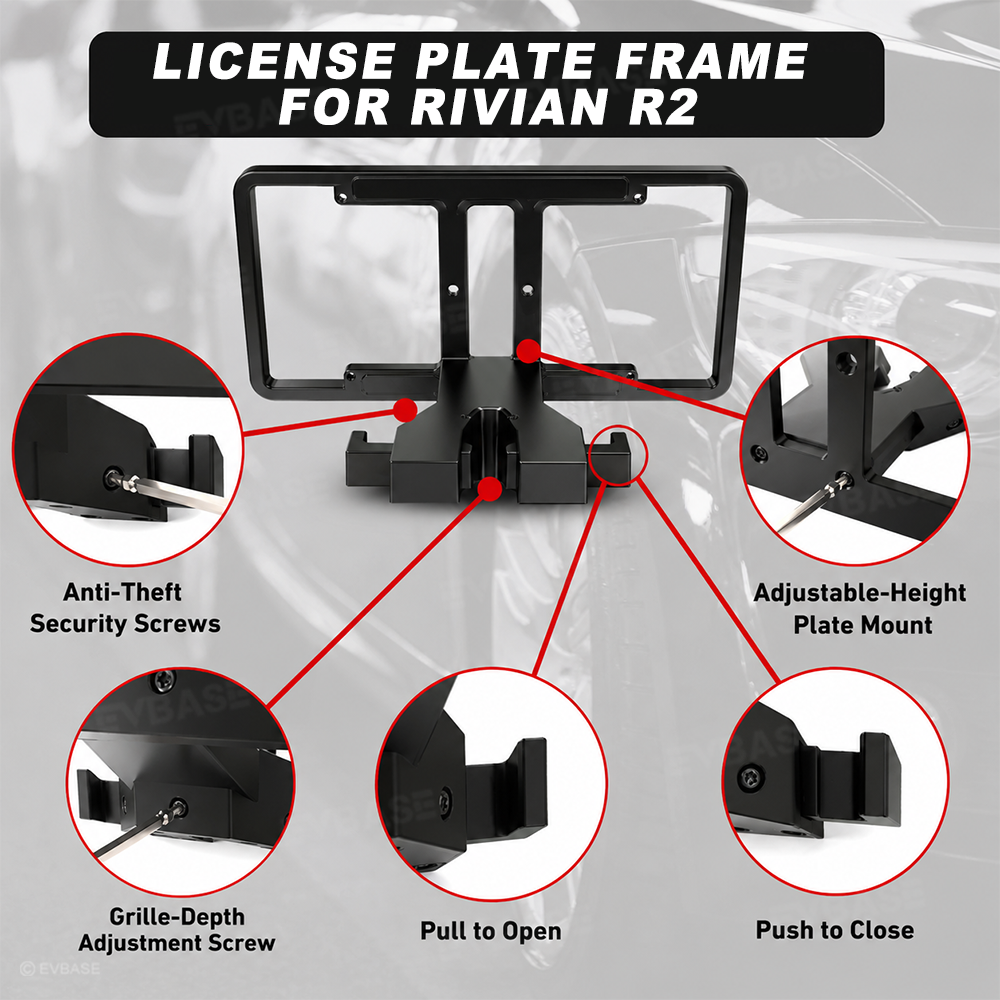License Plate Frame for Rivian R2 Front License Plate Mount No-Drill Aluminum Holder