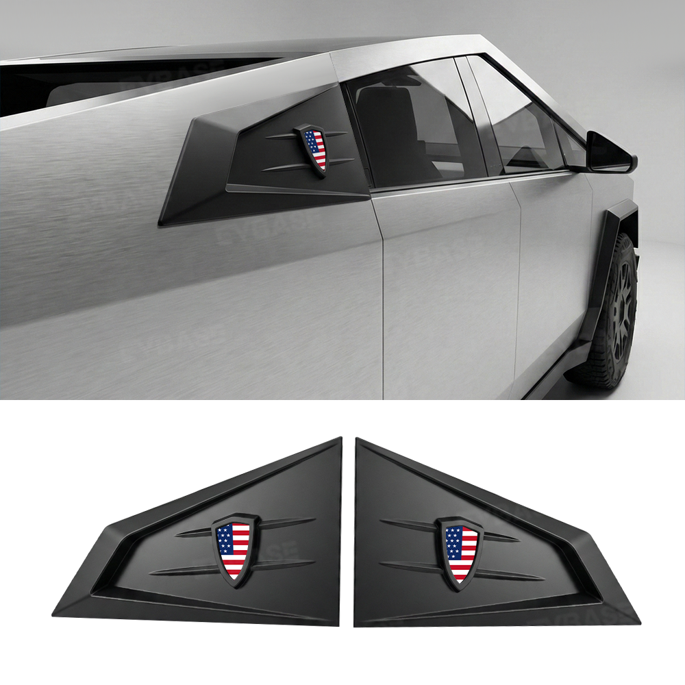 Cybertruck C-Pillar Louver Covers Rear Side Window Futuristic Tactical Overlay ABS Exterior Trim