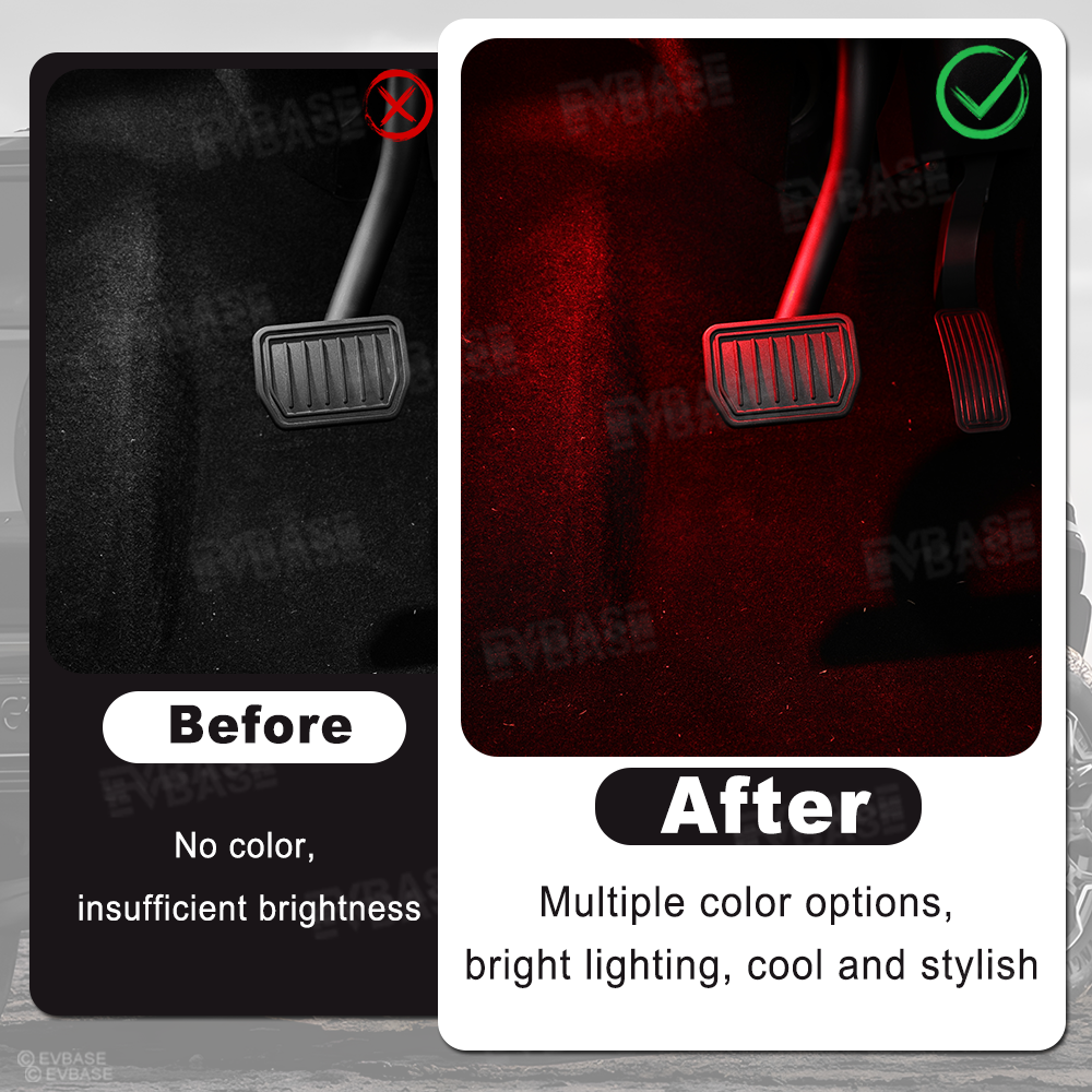 Model 3 Highland &Y Juniper Front Footwell Lights for Tesla Interior LED Floor Foot Lighting RGB Multi-color Ambient Lighting