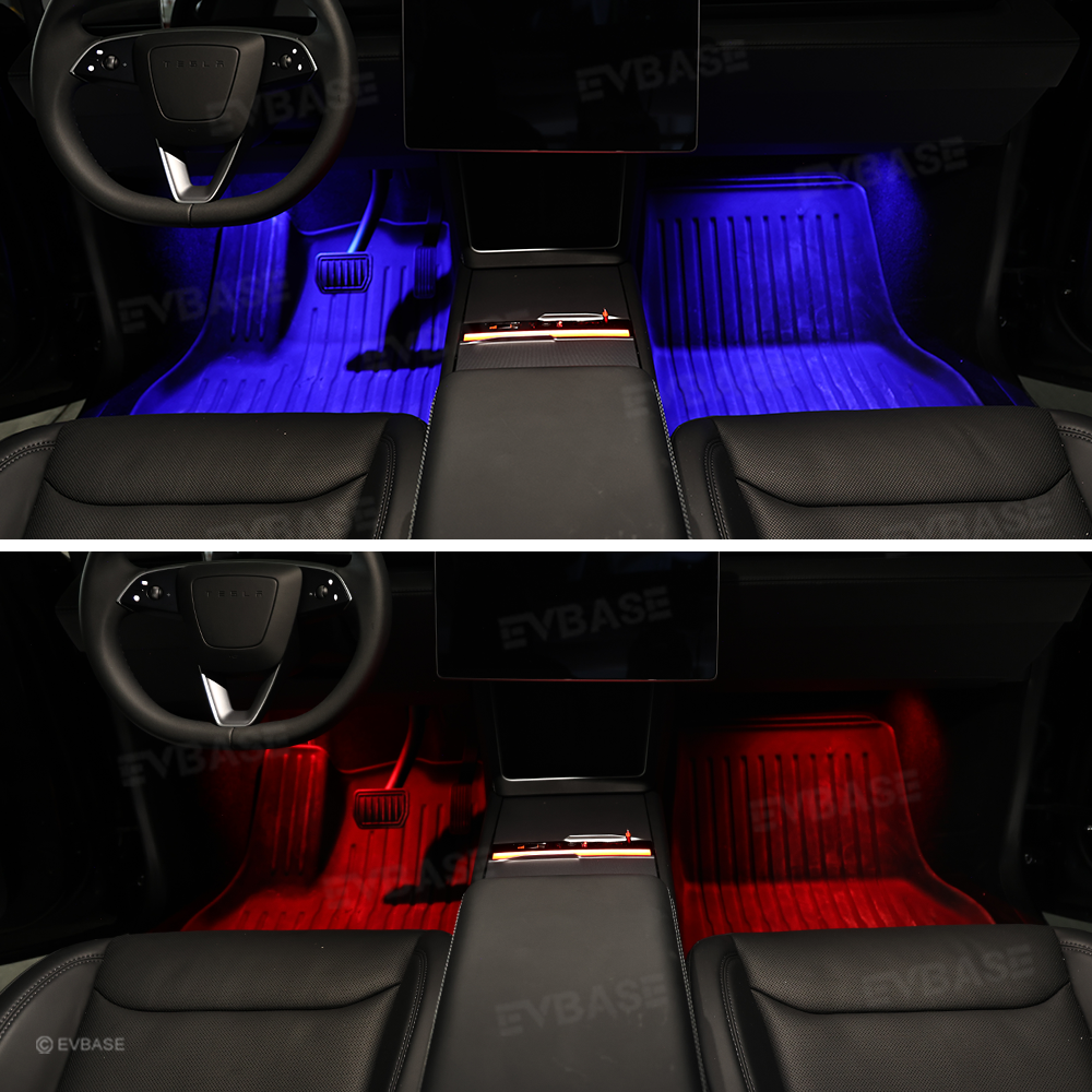 Model 3 Highland &Y Juniper Front Footwell Lights for Tesla Interior LED Floor Foot Lighting RGB Multi-color Ambient Lighting
