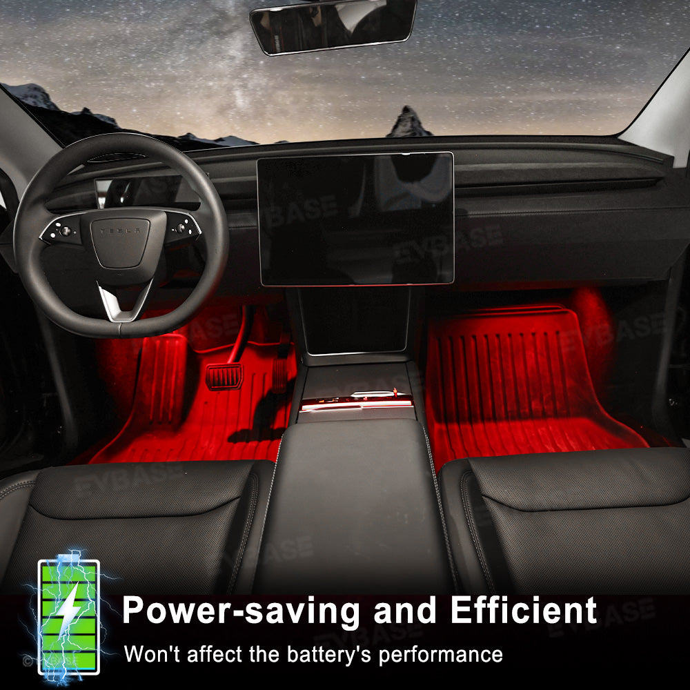 Model 3 Highland &Y Juniper Front Footwell Lights for Tesla Interior LED Floor Foot Lighting RGB Multi-color Ambient Lighting