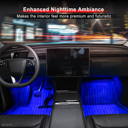 Model 3 Highland &Y Juniper Front Footwell Lights for Tesla Interior LED Floor Foot Lighting RGB Multi-color Ambient Lighting