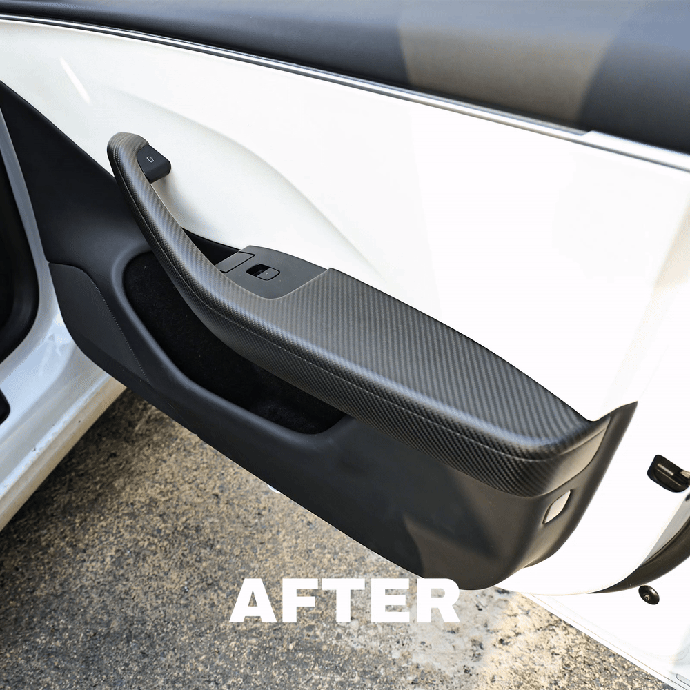 Model 3 Highland / Y Juniper Lower Door Armrest Covers Real Carbon Fiber Front and Rear Door Panel Overlays