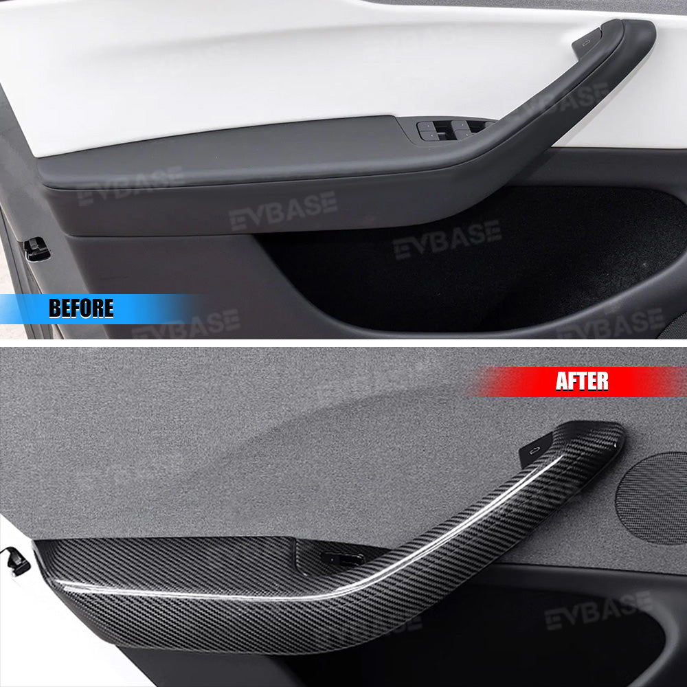 Model 3 Highland / Y Juniper Lower Door Armrest Covers Real Carbon Fiber Front and Rear Door Panel Overlays