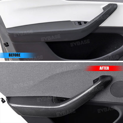 Model 3 Highland / Y Juniper Lower Door Armrest Covers Real Carbon Fiber Front and Rear Door Panel Overlays