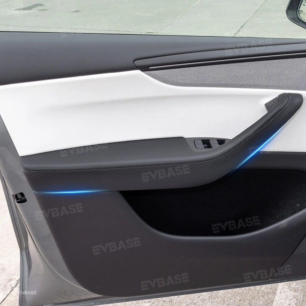 Model 3 Highland / Y Juniper Lower Door Armrest Covers Real Carbon Fiber Front and Rear Door Panel Overlays