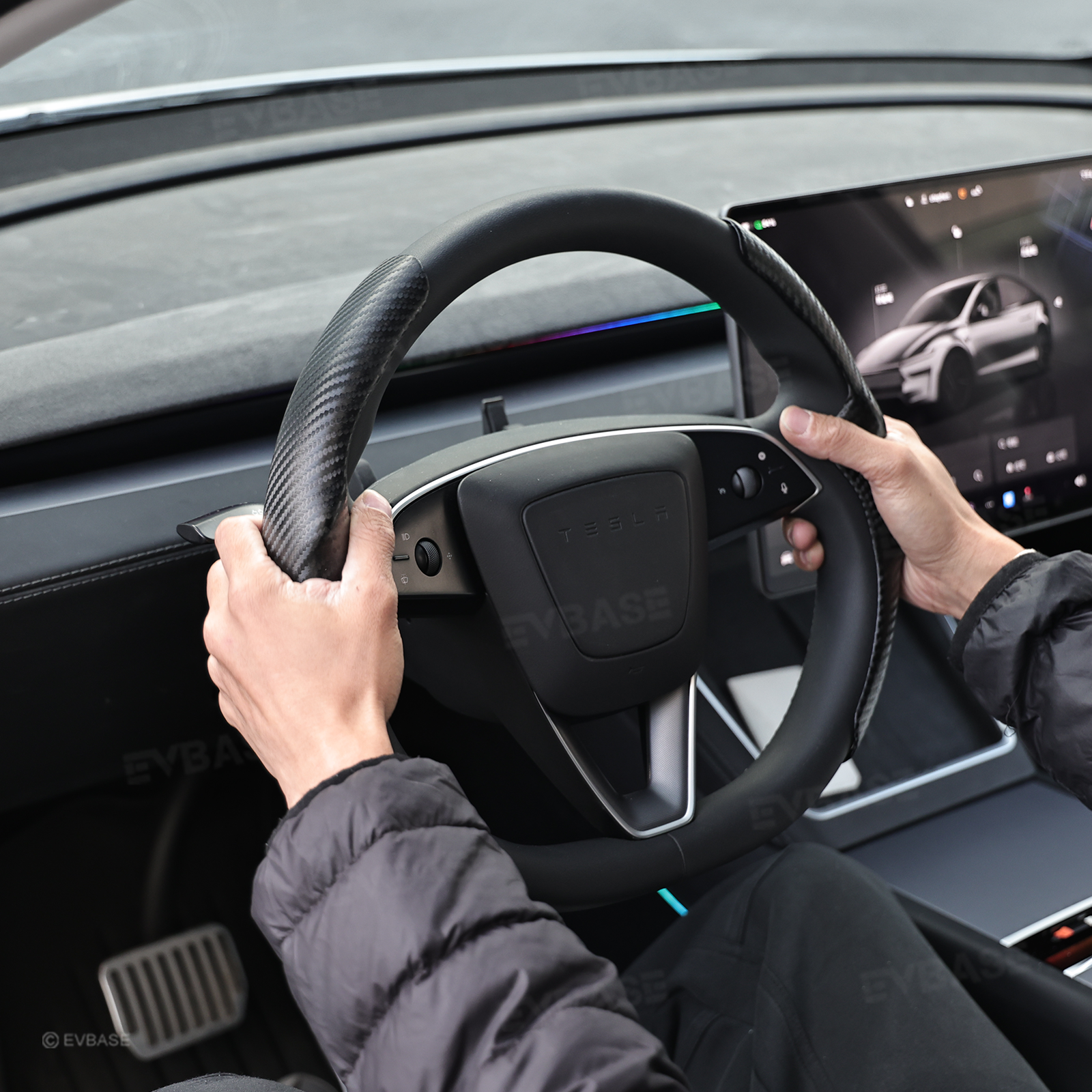 Model 3 Highland/ Y Juniper Steering Wheel Cover Anti-Slip Steering Wheel Overlay Trim