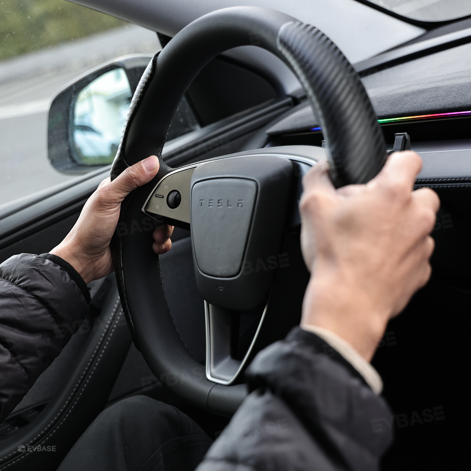 Model 3 Highland/ Y Juniper Steering Wheel Cover Anti-Slip Steering Wheel Overlay Trim