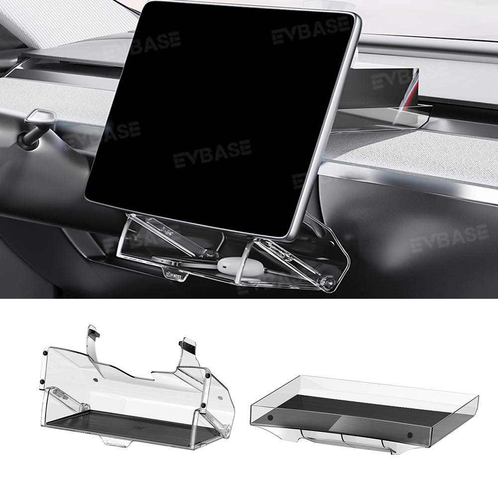 Model 3 Highland & Y Juniper Under Screen Storage Box Behind Screen Holder Center Console Organizer Tray Hidden Shelf Tray