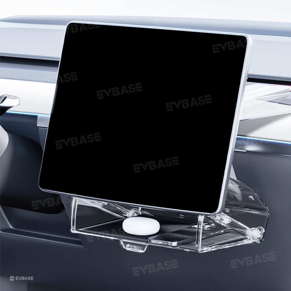 Model 3 Highland & Y Juniper Under Screen Storage Box Behind Screen Holder Center Console Organizer Tray Hidden Shelf Tray