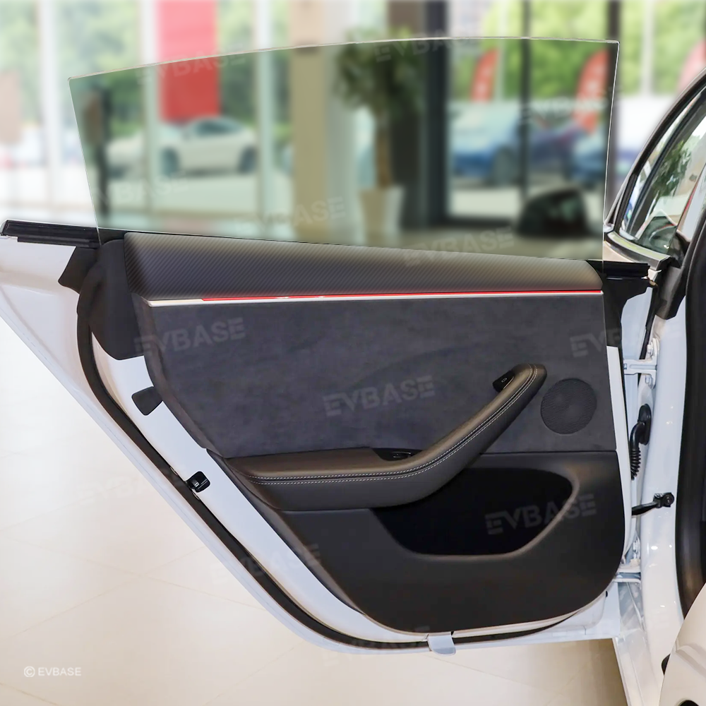 Model 3 Highland / Y Juniper Upper Door Panel Overlays Real Carbon Fiber Front and Rear Door Panel Covers Trims