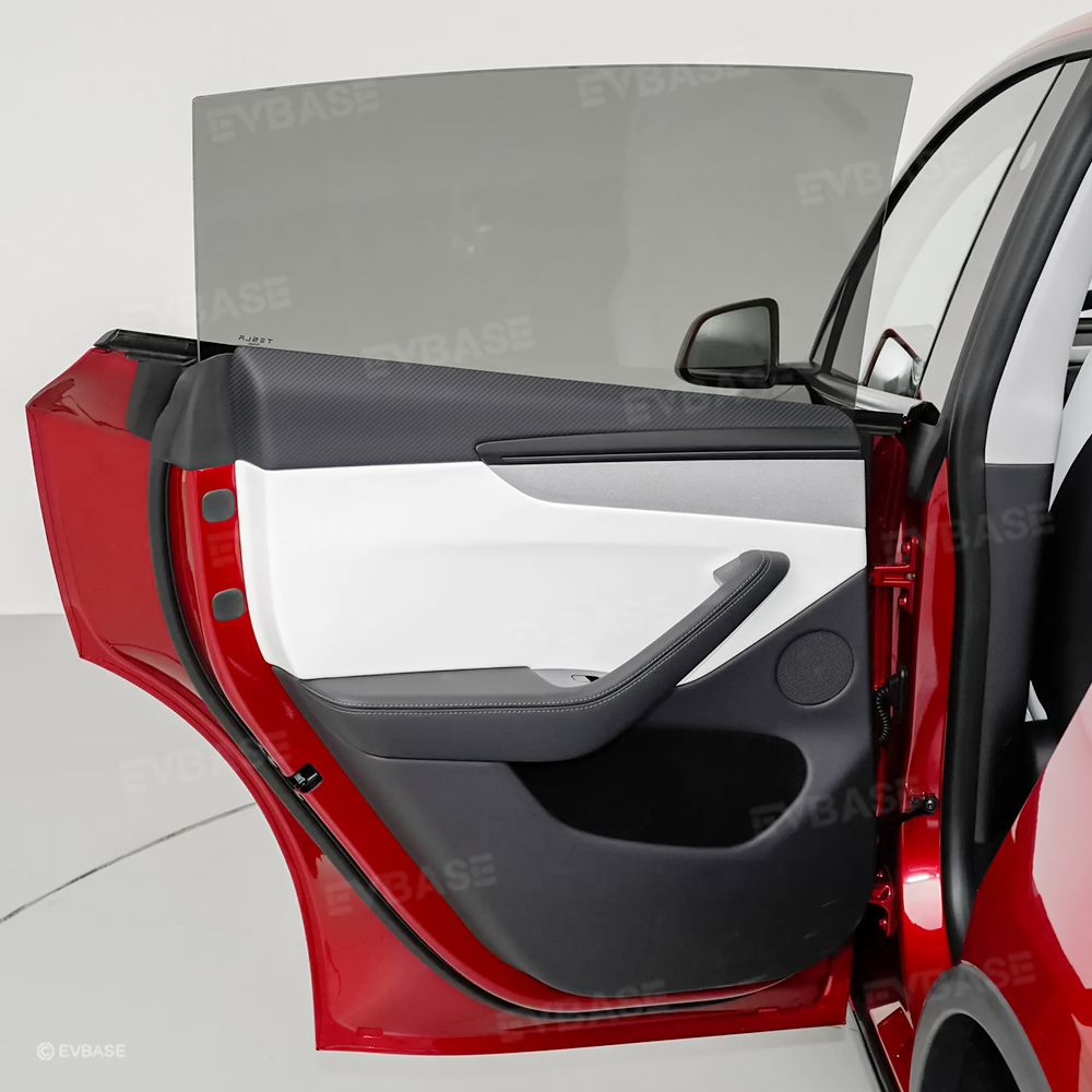 Model 3 Highland / Y Juniper Upper Door Panel Overlays Real Carbon Fiber Front and Rear Door Panel Covers Trims