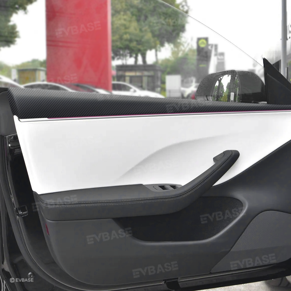 Model 3 Highland / Y Juniper Upper Door Panel Overlays Real Carbon Fiber Front and Rear Door Panel Covers Trims