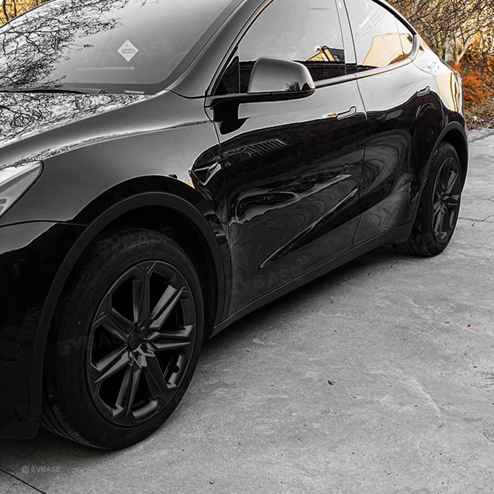 Model Y 19 Inch Wheel Covers Full Wrapped ABS Tesla Hub Caps Matte Black 4PCS