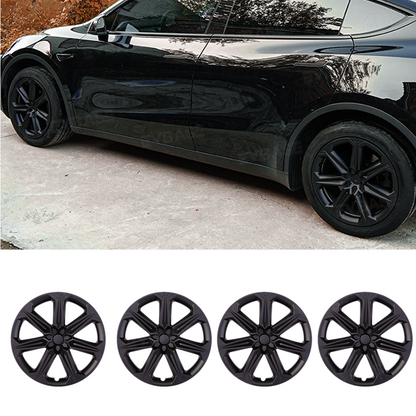 Model Y 19 Inch Wheel Covers Full Wrapped ABS Tesla Hub Caps Matte Black 4PCS