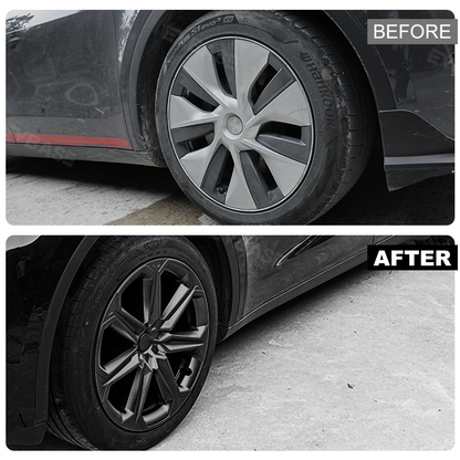 Model Y 19 Inch Wheel Covers Full Wrapped ABS Tesla Hub Caps Matte Black 4PCS