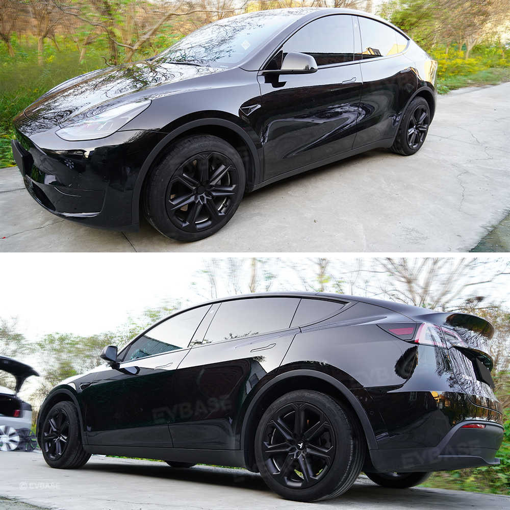 Model Y 19 Inch Wheel Covers Full Wrapped ABS Tesla Hub Caps Matte Black 4PCS