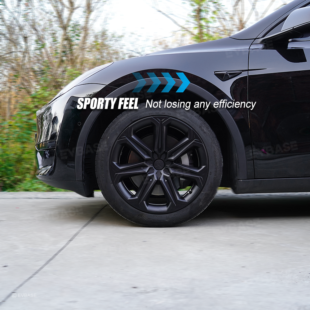 Model Y 19 Inch Wheel Covers Full Wrapped ABS Tesla Hub Caps Matte Black 4PCS