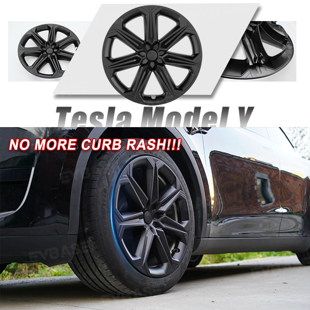 Model Y 19 Inch Wheel Covers Full Wrapped ABS Tesla Hub Caps Matte Black 4PCS