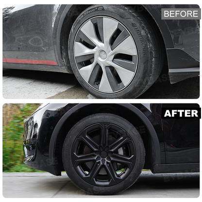 Model Y 19 Inch Wheel Covers Full Wrapped ABS Tesla Hub Caps Matte Black 4PCS