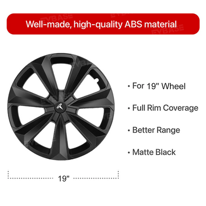 Model Y 19 Inch Wheel Covers for Tesla Matte Black Sporty Style Hubcaps Rim Protector
