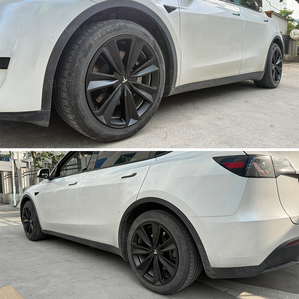 Model Y 19 Inch Wheel Covers for Tesla Matte Black Sporty Style Hubcaps Rim Protector