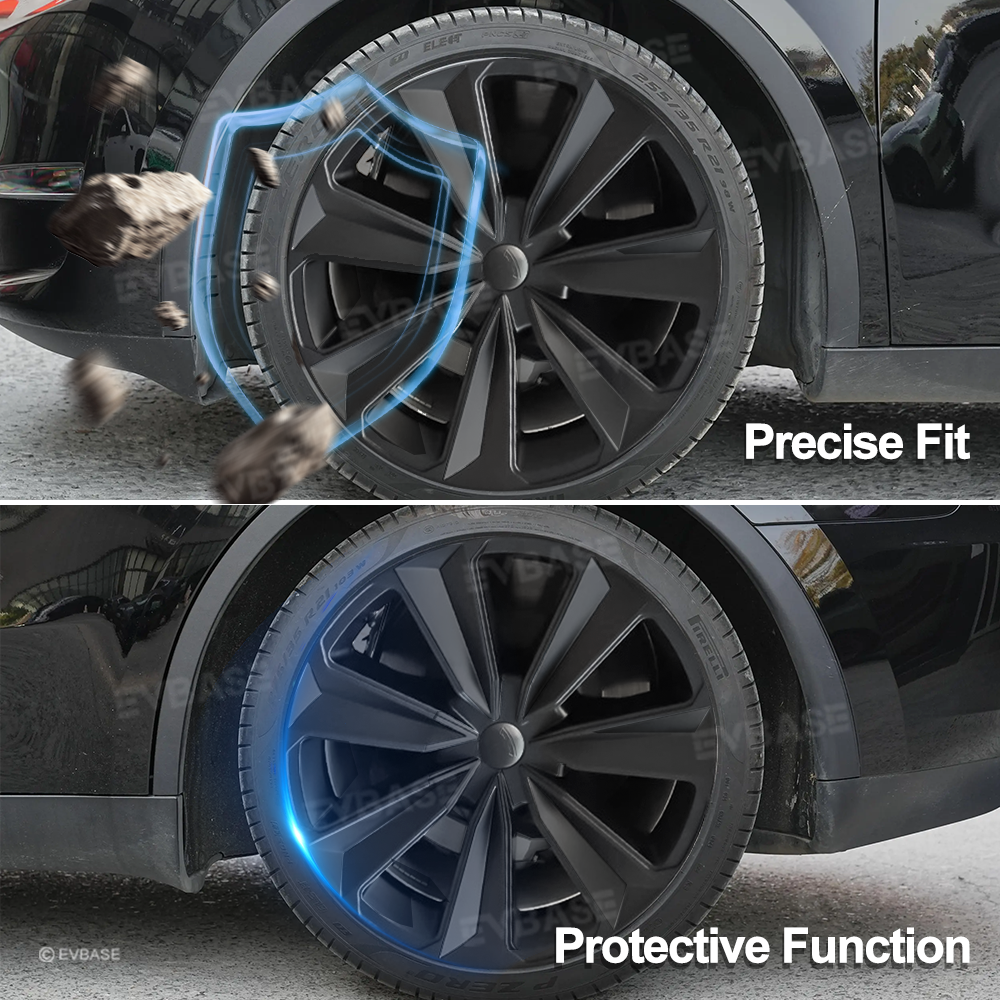 Model Y 19 Inch Wheel Covers for Tesla Matte Black Sporty Style Hubcaps Rim Protector