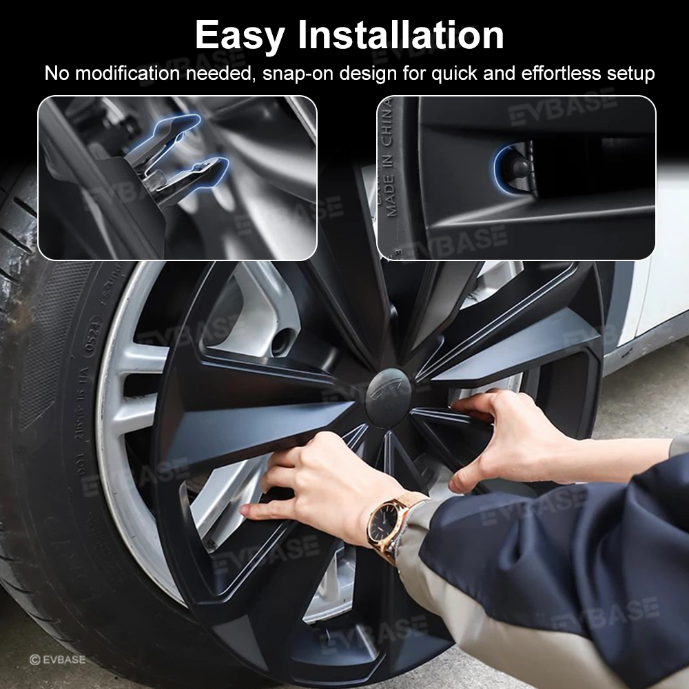 Model Y 19 Inch Wheel Covers for Tesla Matte Black Sporty Style Hubcaps Rim Protector