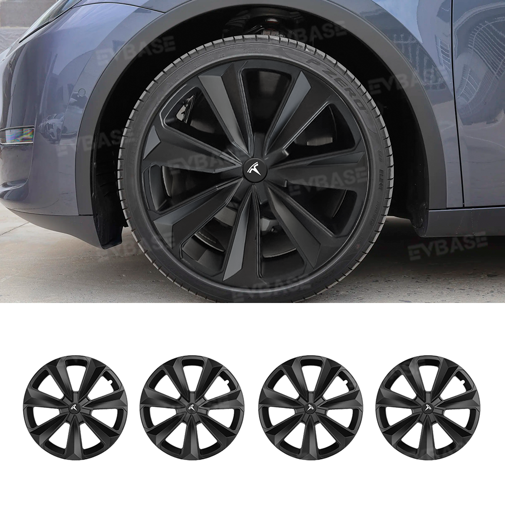 Model Y 19 Inch Wheel Covers for Tesla Matte Black Sporty Style Hubcaps Rim Protector