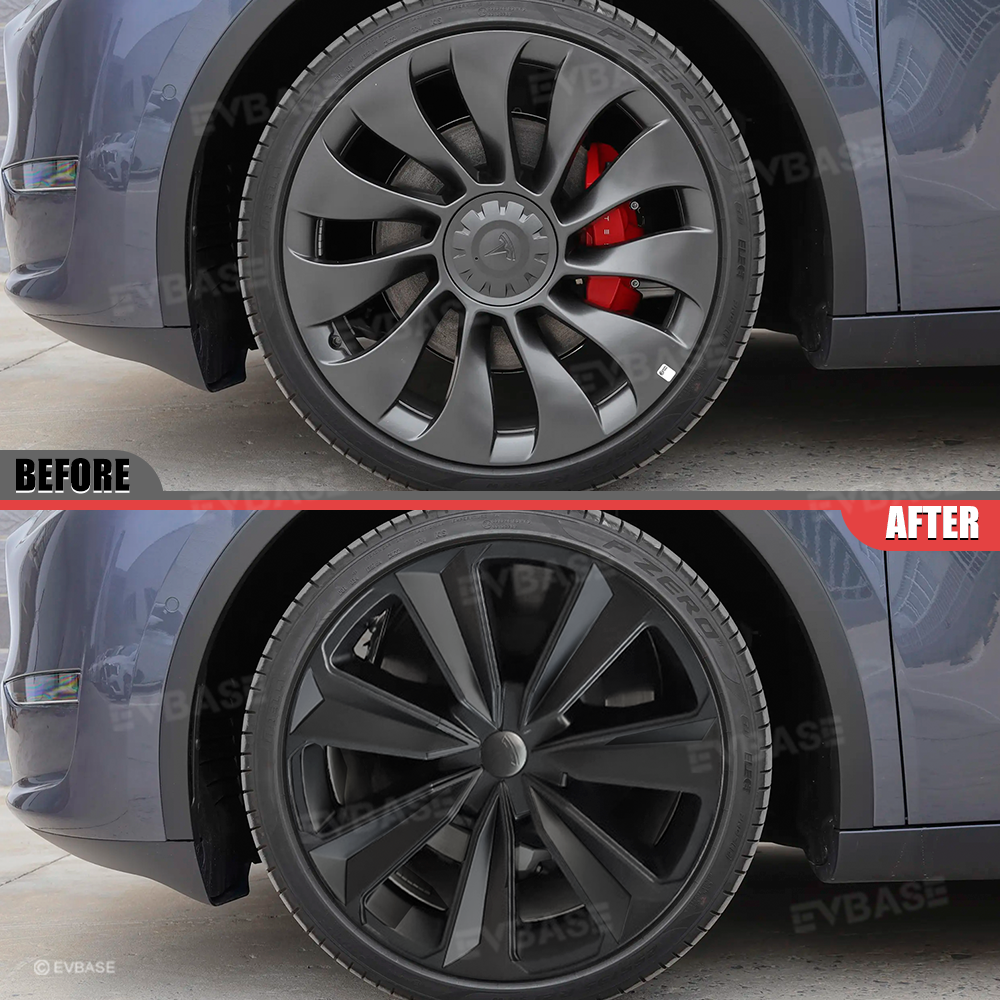 Model Y 19 Inch Wheel Covers for Tesla Matte Black Sporty Style Hubcaps Rim Protector