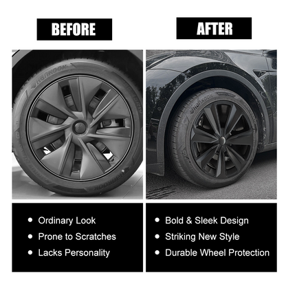 Model Y 19 Inch Wheel Covers for Tesla Matte Black Sporty Style Hubcaps Rim Protector