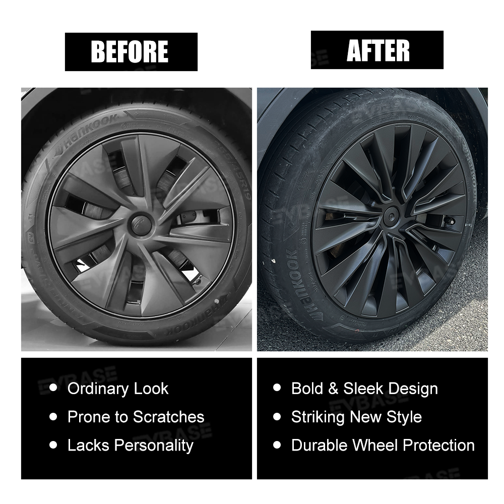 Model Y Hubcaps Turbine Style Full Wrapped Wheel Coves for 19" Factory Tesla Wheel 4PCS