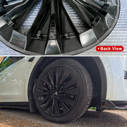 Model Y Hubcaps Turbine Style Full Wrapped Wheel Coves for 19" Factory Tesla Wheel 4PCS
