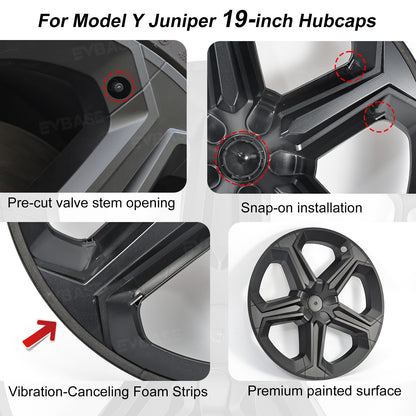 Model Y Juniper 19" Wheel Covers with Futuristic Off-Road Style Hubcaps Full Rim Protectors for Tesla