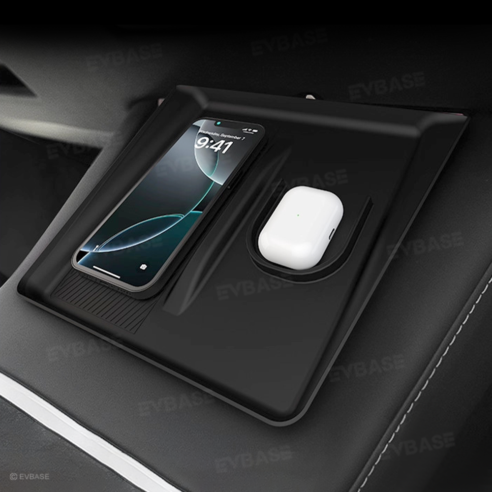 Model Y Juniper 2-in-1 Wireless Charging Pad Anti-Slip Mat TPE Center Console Wireless Charging Protector for Cell Phones Airpods