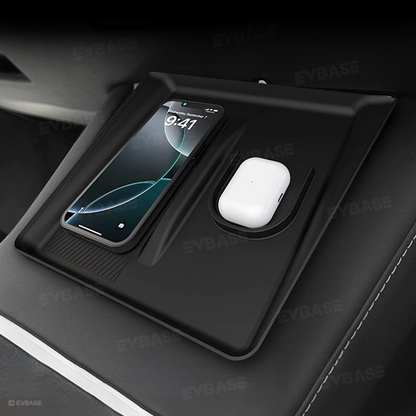 Model Y Juniper 2-in-1 Wireless Charging Pad Anti-Slip Mat TPE Center Console Wireless Charging Protector for Cell Phones Airpods