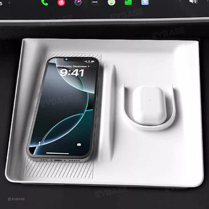 Model Y Juniper 2-in-1 Wireless Charging Pad Anti-Slip Mat TPE Center Console Wireless Charging Protector for Cell Phones Airpods